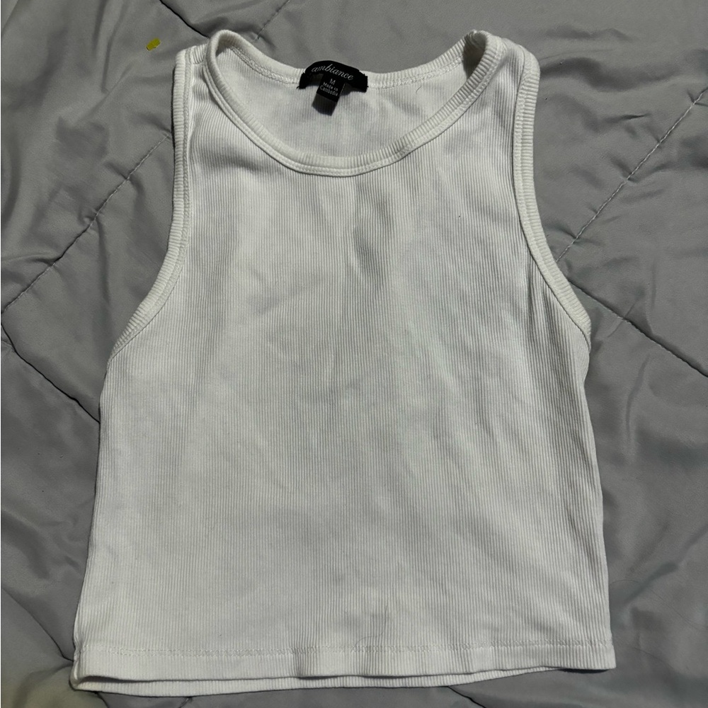 Ambiance White Sleeveless Crop Tank Top